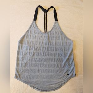 💚 NIKE Dri-Fit Grey Striped Sheer Racerback Tank Size Medium